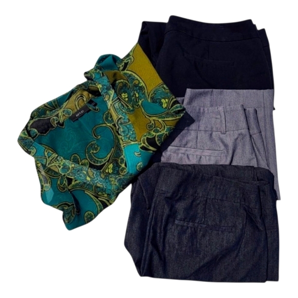 APT. 9 Workwear Bundle Of 3 - Sz 10 Pants + L Blouse Career Office Outfit Set - Picture 1 of 11